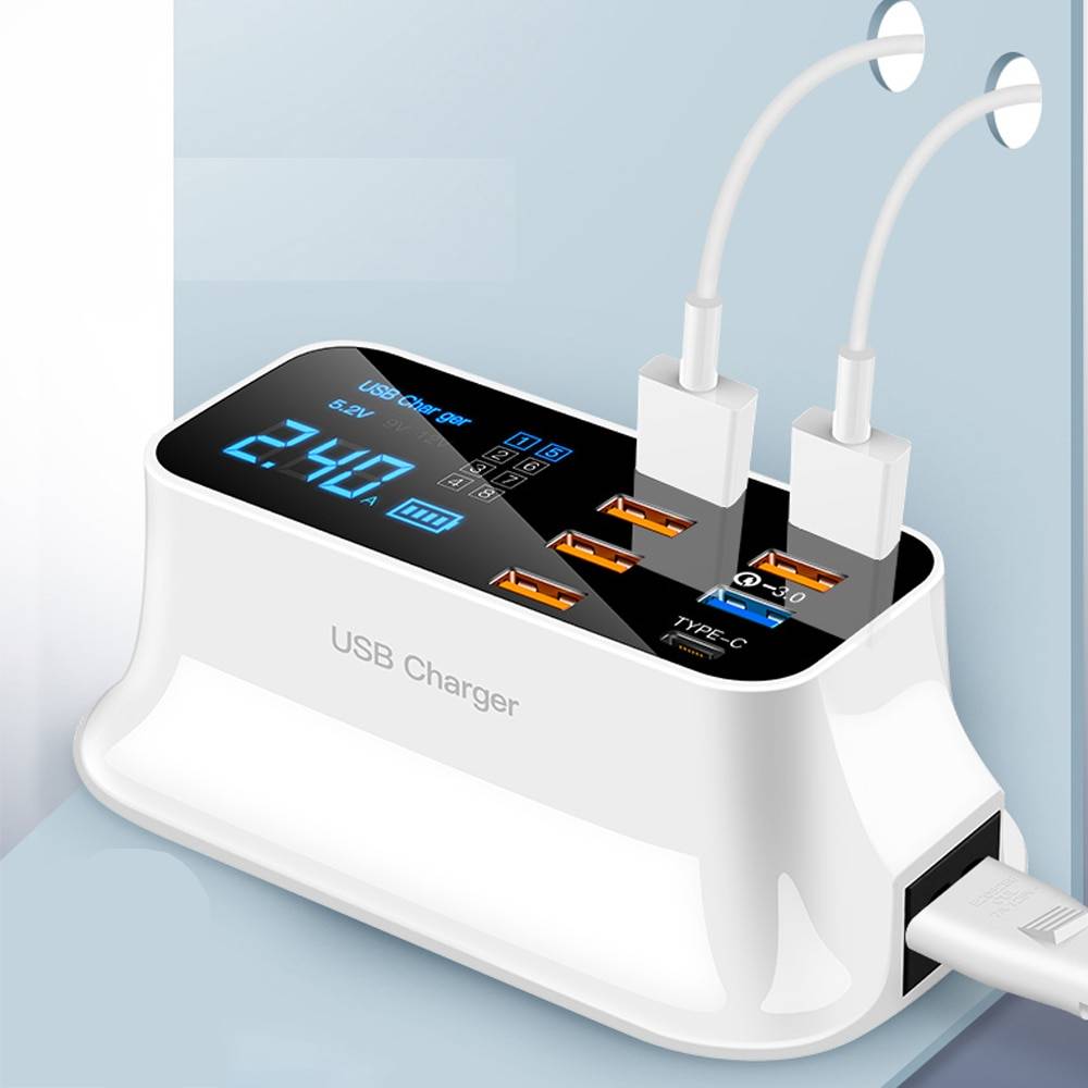 8 Ports Quick Charge Led Display USB Charger