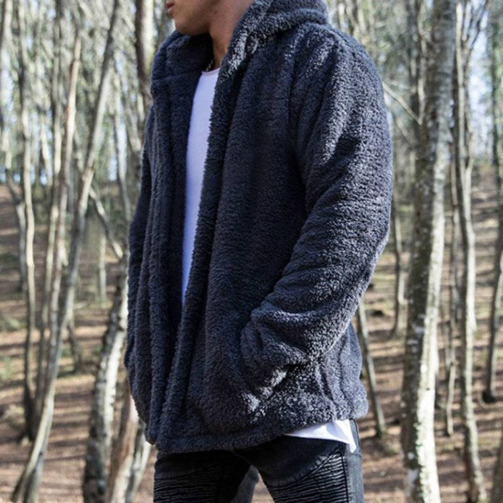 Men Fluffy Hooded Jacket