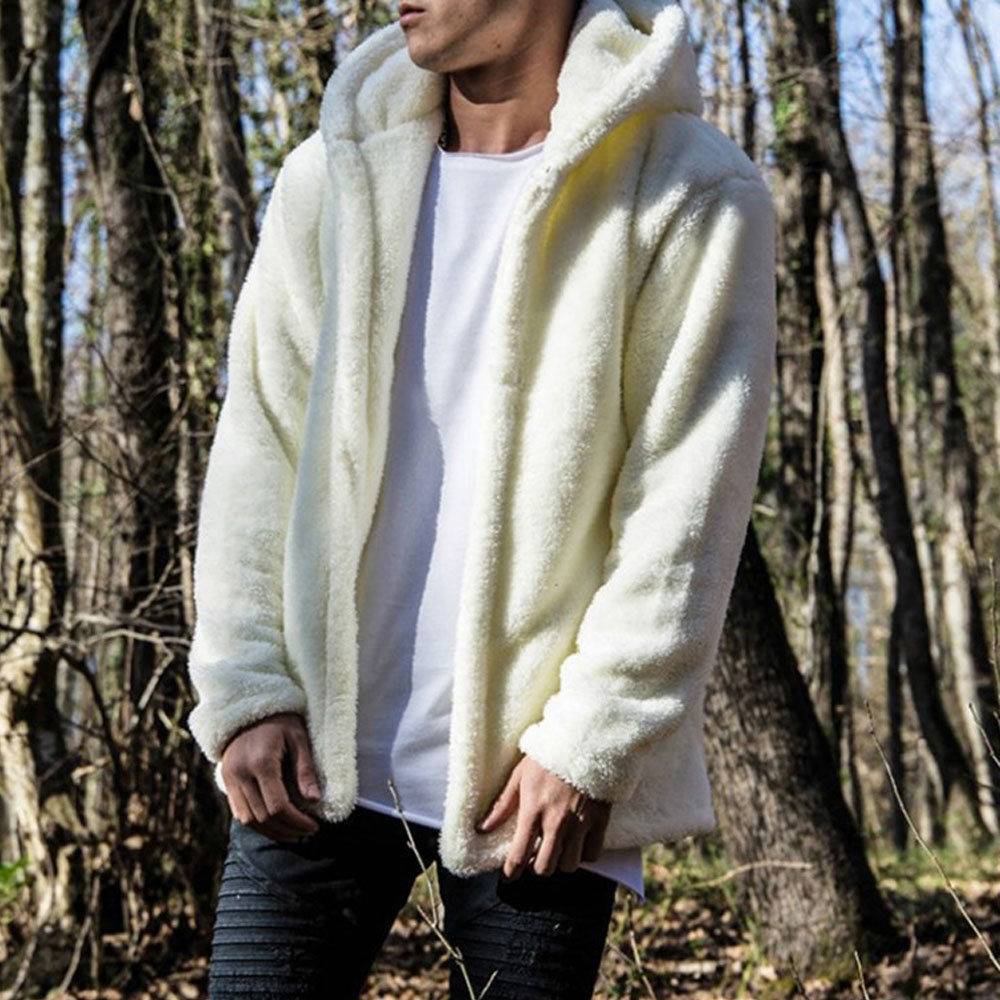 Men Fluffy Hooded Jacket