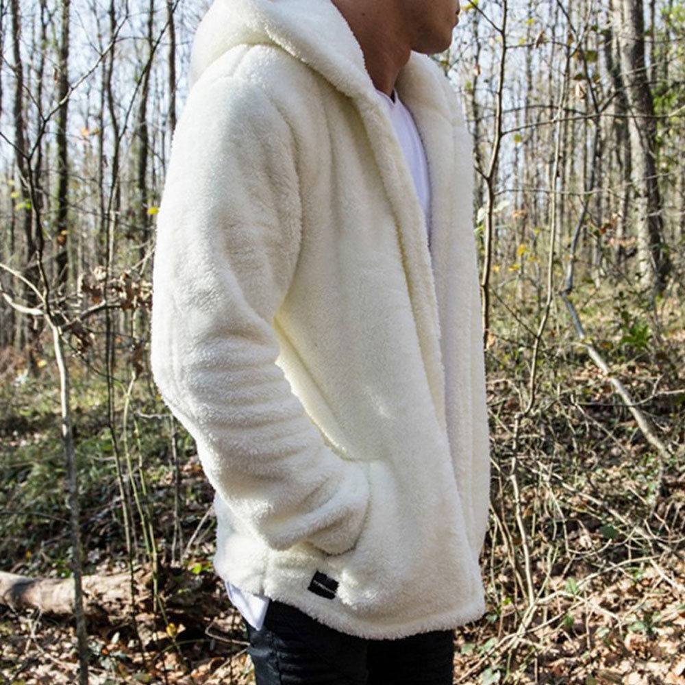 Men Fluffy Hooded Jacket