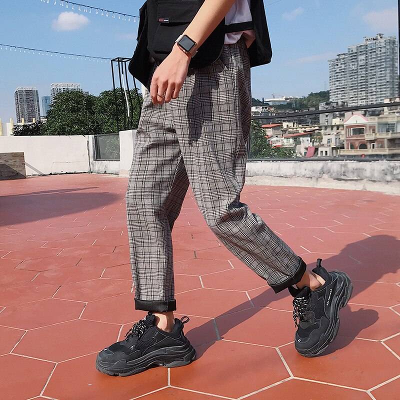 Streetwear Casual Plaid Joggers