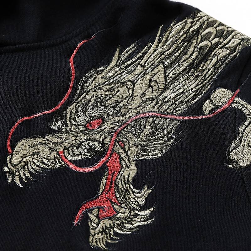 Dragon Embroidery Fleece Hoodie