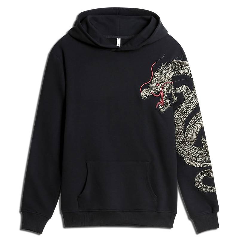 Dragon Embroidery Fleece Hoodie