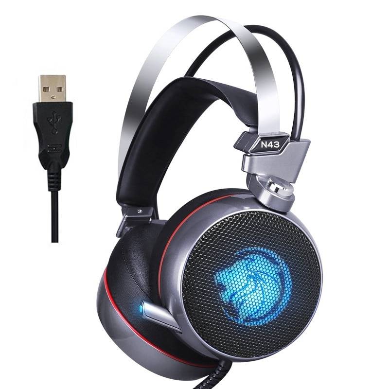 Virtual Surround Bass Gaming Headset with LED Mic