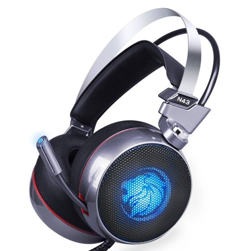 Virtual Surround Bass Gaming Headset with LED Mic